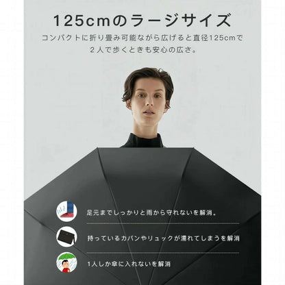 🥇ワンタッチ自動開閉・晴雨兼用カラビナ付き折りたたみ傘
