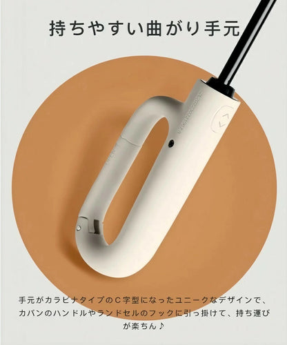 🥇ワンタッチ自動開閉・晴雨兼用カラビナ付き折りたたみ傘